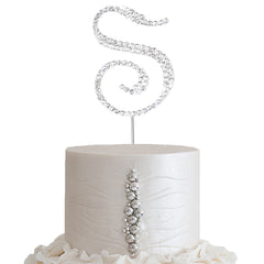 2.5" Silver Rhinestone Monogram Letter and Number Cake Toppers