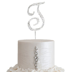 2.5" Silver Rhinestone Monogram Letter and Number Cake Toppers