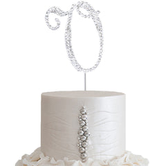 2.5" Silver Rhinestone Monogram Letter and Number Cake Toppers