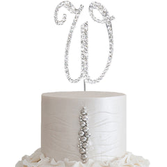 2.5" Silver Rhinestone Monogram Letter and Number Cake Toppers