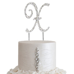 2.5" Silver Rhinestone Monogram Letter and Number Cake Toppers