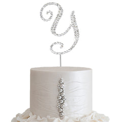 2.5" Silver Rhinestone Monogram Letter and Number Cake Toppers