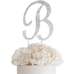 4.5" Silver Rhinestone Monogram Letter and Number Cake Toppers