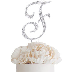 4.5" Silver Rhinestone Monogram Letter and Number Cake Toppers