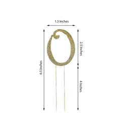 2.5" Gold Rhinestone Monogram Number Cake Toppers, Numbers 0 - 9