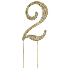 2.5" Gold Rhinestone Monogram Number Cake Toppers, Numbers 0 - 9