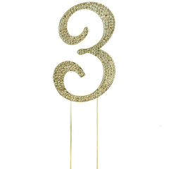 2.5" Gold Rhinestone Monogram Number Cake Toppers, Numbers 0 - 9