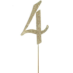 2.5" Gold Rhinestone Monogram Number Cake Toppers, Numbers 0 - 9