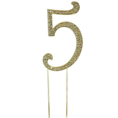 2.5" Gold Rhinestone Monogram Number Cake Toppers, Numbers 0 - 9