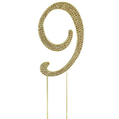 2.5" Gold Rhinestone Monogram Number Cake Toppers, Numbers 0 - 9