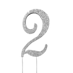 2.5" Silver Rhinestone Monogram Letter and Number Cake Toppers