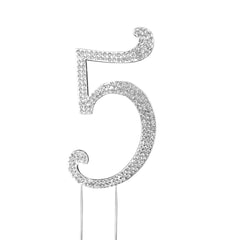 2.5" Silver Rhinestone Monogram Letter and Number Cake Toppers