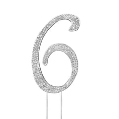 2.5" Silver Rhinestone Monogram Letter and Number Cake Toppers