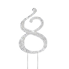 2.5" Silver Rhinestone Monogram Letter and Number Cake Toppers