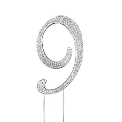 2.5" Silver Rhinestone Monogram Letter and Number Cake Toppers