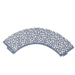 25 Pack | Navy Blue Lace Laser Cut Paper Cupcake Wrappers, Muffin Baking Cup Trays