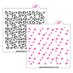 Cheetah Hearts Cookie Stencil Set