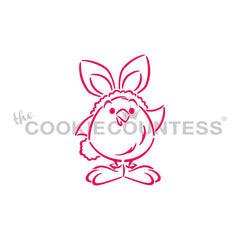FLUFFY CHICK IN BUNNY COSTUME STENCIL