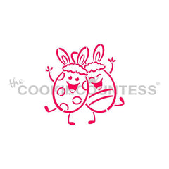 HAPPY EASTER EGGS WITH BUNNY EARS STENCIL
