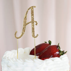 2.5" Gold Rhinestone Letter and Number Monogram Cake Toppers, Initial Wedding Cake Toppers