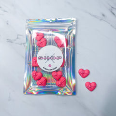 PINK HEART WITH BOW EDIBLE DECORATIONS