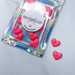 PINK HEART WITH BOW EDIBLE DECORATIONS