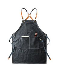 PU Leather Corss Back Aprons