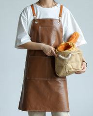 PU Leather Corss Back Aprons