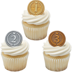 Gold, Silver, and Bronze Medal Foil Cupcake Rings - 6ct