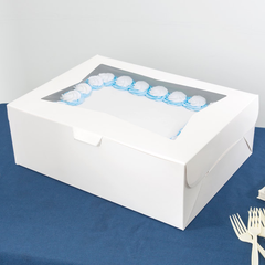 19" x 14" x 6 1/2" White Half Sheet Window Cake - 6ct or 12ct