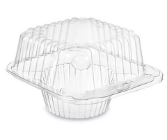 Plastic - 1 Cavity Flat Top Cupcake Container - Jumbo