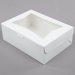 19" x 14" x 6 1/2" White Half Sheet Window Cake Box