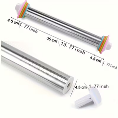 Heavy-Duty Stainless Steel Rolling Pin with Adjustable Thickness Guide & Ergonomic Non-Slip Grip
