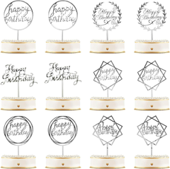 Happy Birthday Cake Toppers Gold and Silver