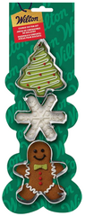 Wilton Holiday Cookie Cutter Set 3 pc Metal Snowflake Gingerbread Christmas Tree