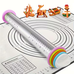 Heavy-Duty Stainless Steel Rolling Pin with Adjustable Thickness Guide & Ergonomic Non-Slip Grip