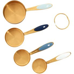 Wilton Navy & Gold Nesting Measuring Cups with Snap-On Ring, 4-Count