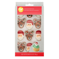 Wilton Santa and Reindeer Royal Icing Decorations, Pack of 12