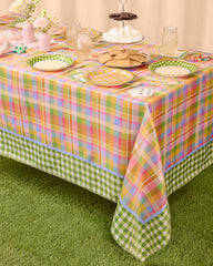 Summer Camp Tablecloth - rainbow plaid table cover