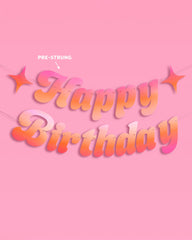 Happy Birthday Sunset Banner - pink + orange banner