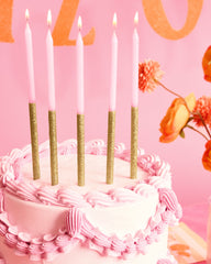 Pink + Gold Glitter Candles - 10 birthday candles