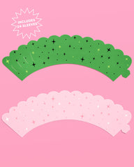 Emerald City Cupcake Set - 24 sets of liners + toppers
