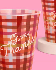 Give Thanks Plaid Cups - 16 fall party cups