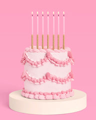 Pink + Gold Glitter Candles - 10 birthday candles