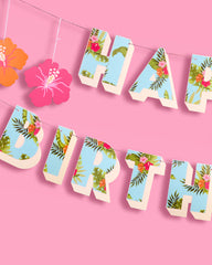 Tropical Birthday Banner - matte colorful banner