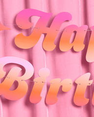 Happy Birthday Sunset Banner - pink + orange banner