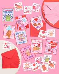 Kawaii V-Day Card Set - 24 cards + tattoos