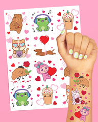 Kawaii V-Day Card Set - 24 cards + tattoos