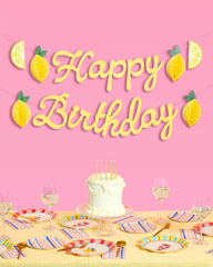 Happy Birthday Lemon Banner - lemon birthday banner
