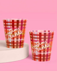 Give Thanks Plaid Cups - 16 fall party cups